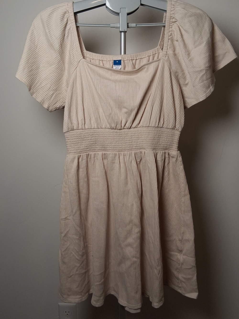 Old Navy Cream Short Puff Sleeve Empire Dress size M